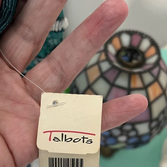 Talbots Joan Leslie Teal and Silver Silk Sequin Blouse Vintage NWT w Repair Kit - Picture 4 of 10